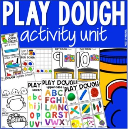 Play Dough Mats for preschool, pre-k, and kindergarten students to practice letters, numbers, and shapes.