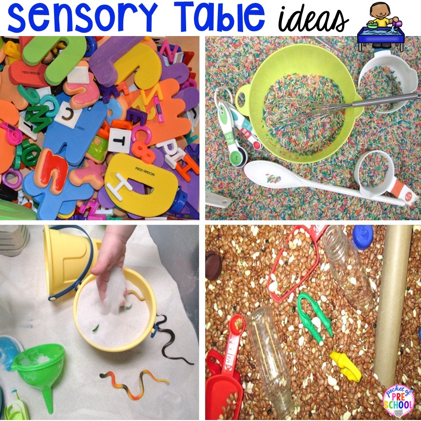 Sensory Table Ideas for the preschool, pre-k, or kindergarten classroom