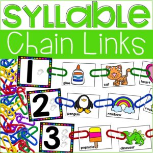 Play the syllable links games to practice syllables with preschool, pre-k, and kindergarten students.