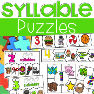 Play the syllable puzzles games to practice syllables with preschool, pre-k, and kindergarten students.