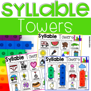 Play the syllable towers games to practice syllables with preschool, pre-k, and kindergarten students.