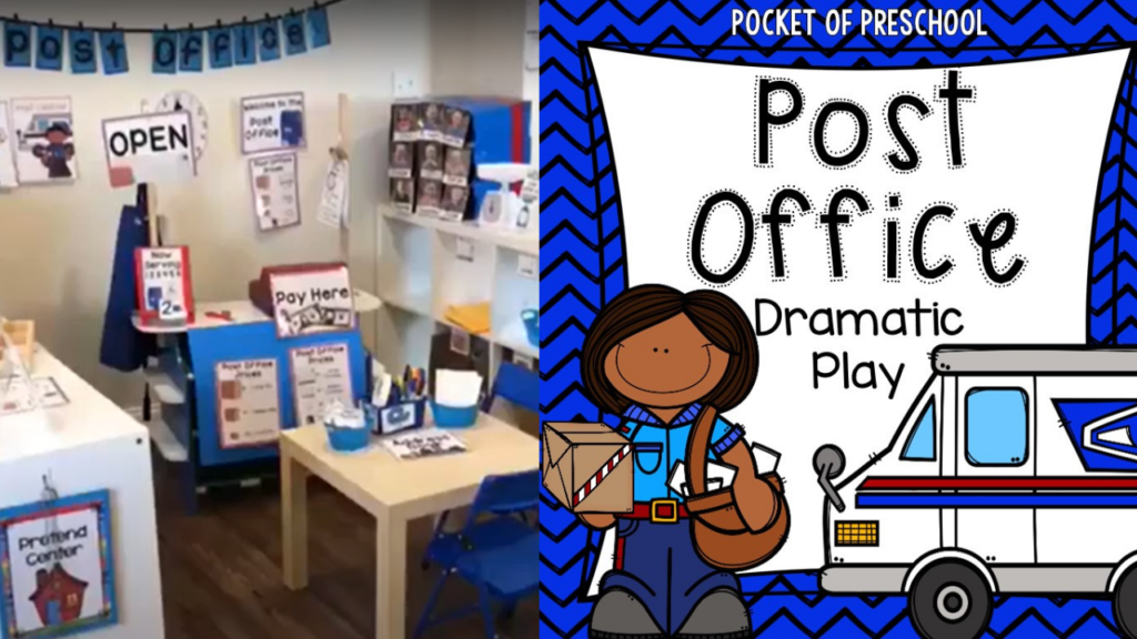Check out my post office dramatic play area for my preschool, pre-k, and kindergarten students.