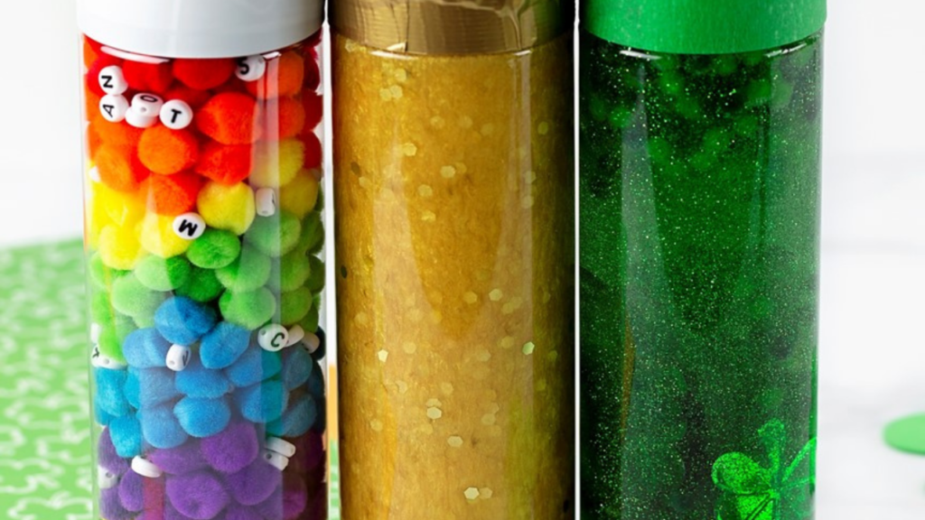 Create St. Patrick's sensory bottles with me for my preschool, pre-k, and kindergarten students.