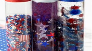 Create USA sensory bottles with me for my preschool, pre-k, and kindergarten students.
