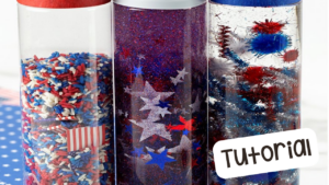 Create USA sensory bottles with me for my preschool, pre-k, and kindergarten students.