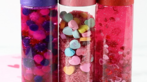 Create Valentine's sensory bottles with me for my preschool, pre-k, and kindergarten students.