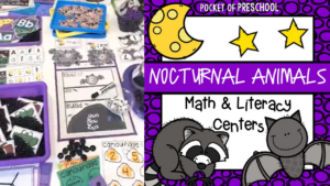 Check out the nocturnal animals math and literacy unit designed for preschool, pre-k, and kindergarten students