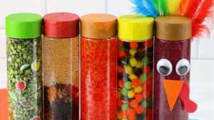 Create fall sensory bottles with me for my preschool, pre-k, and kindergarten students.