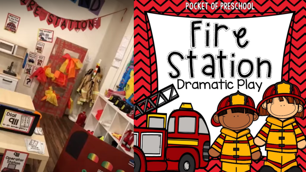 Check out my fire station dramatic play area for my preschool, pre-k, and kindergarten students.
