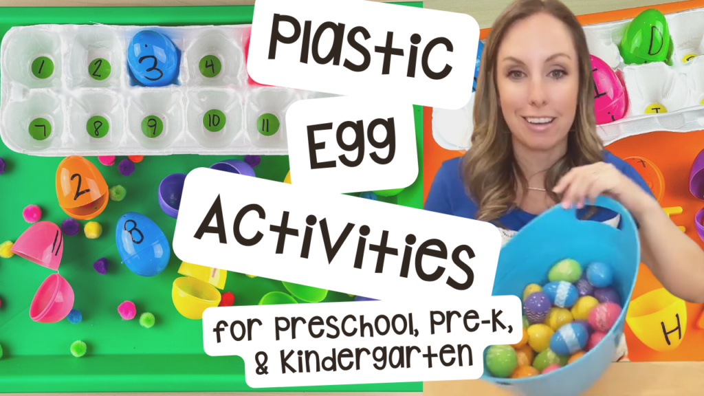 Plastic egg activities for the whole year to use in a preschool, pre-k, or kindergarten room