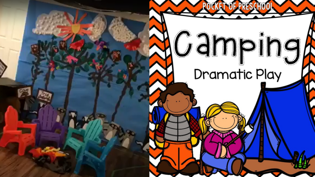 Check out my camping dramatic play area for my preschool, pre-k, and kindergarten students.