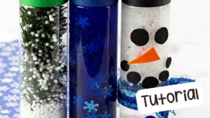 Create winter sensory bottles with me for my preschool, pre-k, and kindergarten students.