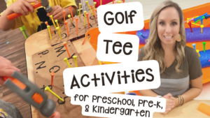 See how I use golf tees in my preschool, pre-k, and kindergarten room for educational games and activities.