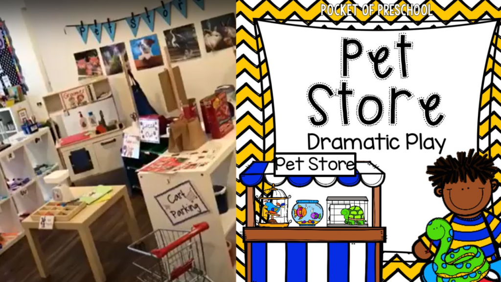 Check out my pet store dramatic play area for my preschool, pre-k, and kindergarten students.