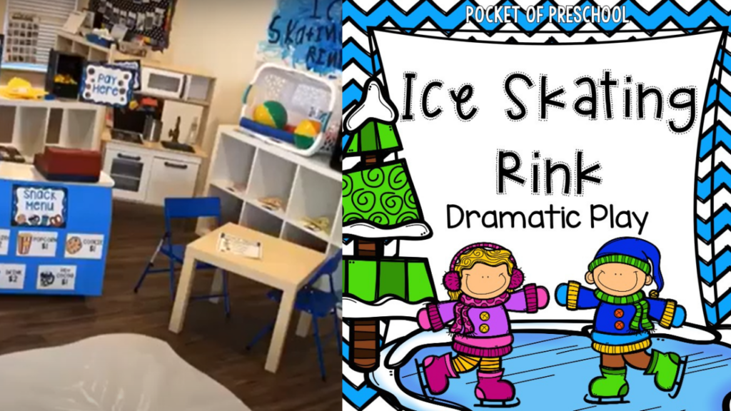Check out my ice skating rink dramatic play area for my preschool, pre-k, and kindergarten students.