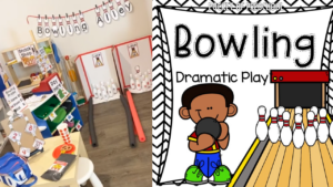 Check out my bowling dramatic play area for my preschool, pre-k, and kindergarten students.