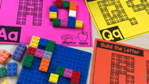 Brick block letter mats for a fun activity to practice letter identification for preschool, pre-k, and kindergarten students.