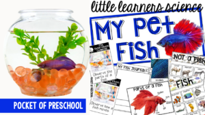 Little Learners Science My Pet Fish, a printable science unit designed for preschool, pre-k, and kindergarten students.