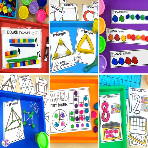 Use play dough in your preschool, pre-k, and kindergarten room to teach math skills.