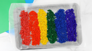 Learn how to dye rainbow rice for sensory play in preschool, pre-k, and kindergarten settings