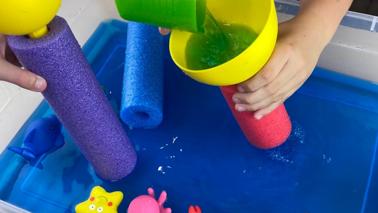 Pool noodle ocean sensory idea for preschool, pre-k, and kindergarten students