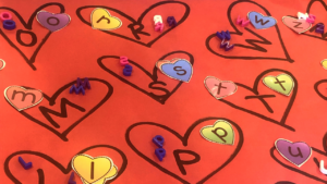 A Valentine's letter sorting butcher paper idea for preschool, pre-k, and kindergarten students.