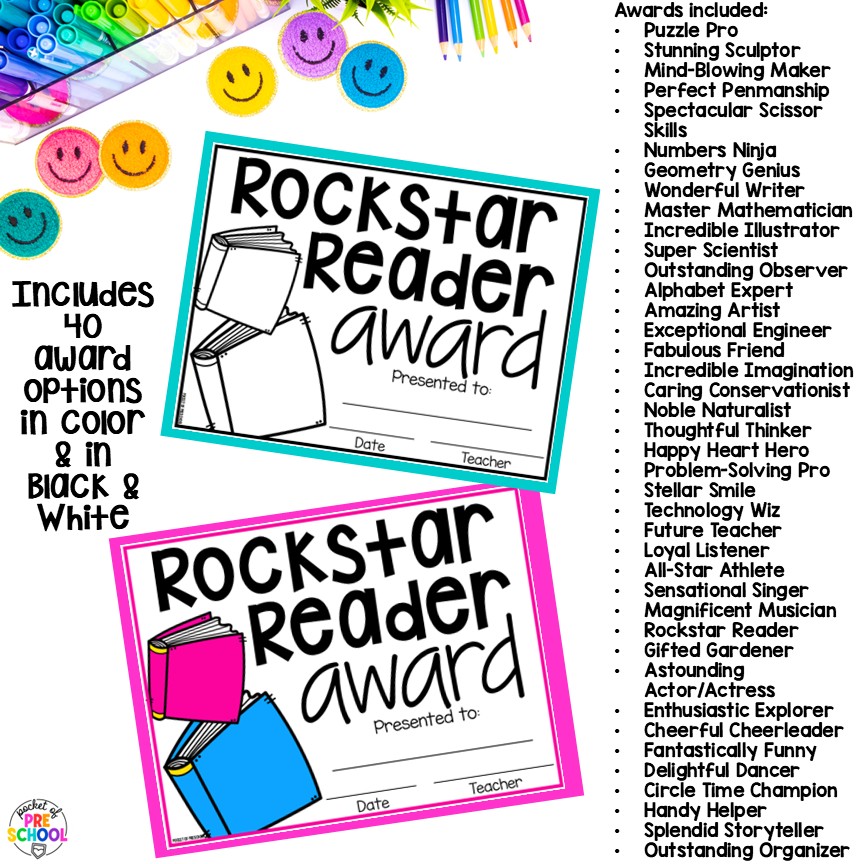 End of the Year Awards EDITABLE for Preschool, TK, Pre-K, Kindergarten, and 1st 3 End-of-the-year awards are the perfect way to celebrate the end of the year with your students, and these end-of-the-year awards are made for little learners: preschool, pre-k, TK, kindergarten, and first grade. All awards are fun and focus on something positive about the student.
