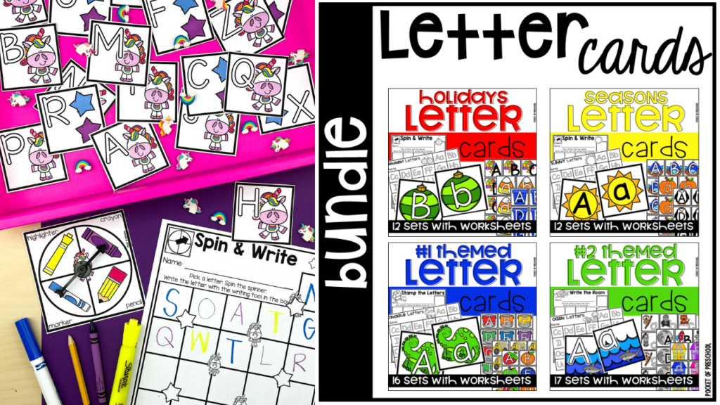 Practice letters with these adorable themed letter cards designed for preschool, pre-k, and kindergarten students.
