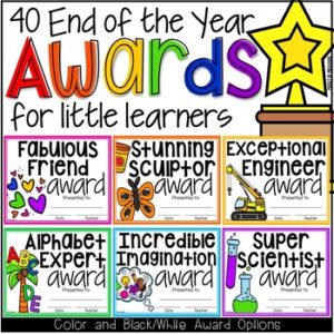 Editable end of year awards for preschool, pre-k, and kindergarten classes
