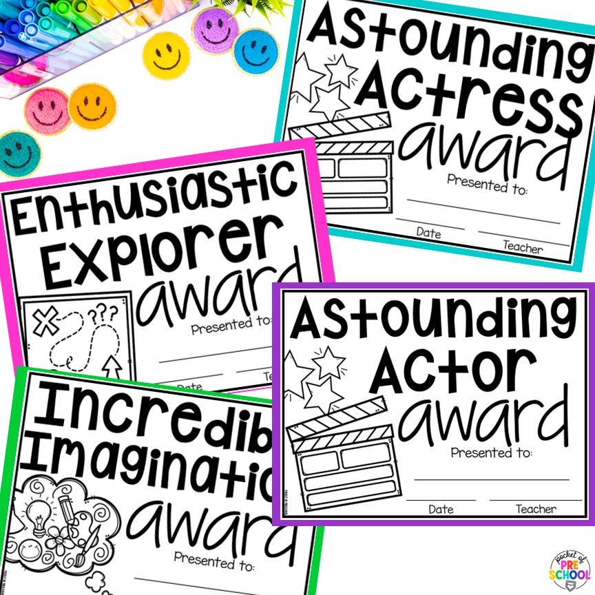 End of the Year Awards EDITABLE for Preschool, TK, Pre-K, Kindergarten, and 1st 21 End-of-the-year awards are the perfect way to celebrate the end of the year with your students, and these end-of-the-year awards are made for little learners: preschool, pre-k, TK, kindergarten, and first grade. All awards are fun and focus on something positive about the student.