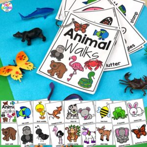 Use these animal walks transition cards with your preschool, pre-k, and kindergarten students.