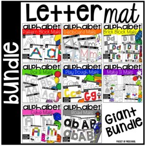 Alphabet Letter giant bundle- build, count, and write the letter with manipulatives for preschool, pre-k, and kindergarten
