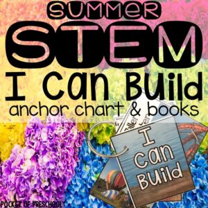 STEM challenges designed for preschool, pre-k, or kindergarten students with a summer-theme.