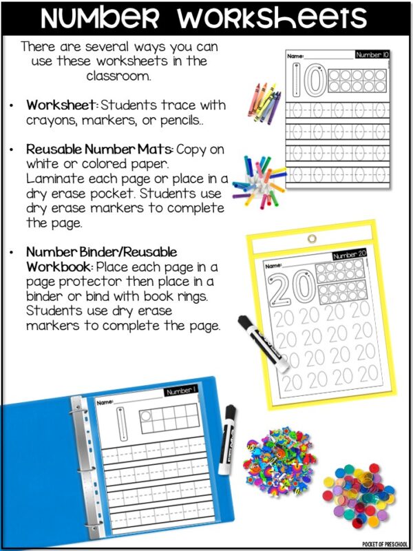 Number Tracing Worksheets - Number Recognition and Tracing Practice pages are a fun way to practice number recognition and number formation.