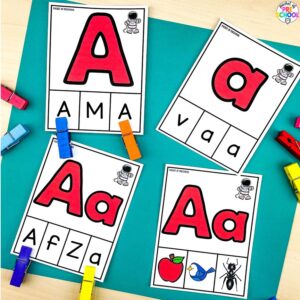 Alphabet mats to play games and help students explore letters in the preschool, pre-k, and kindergarten room.