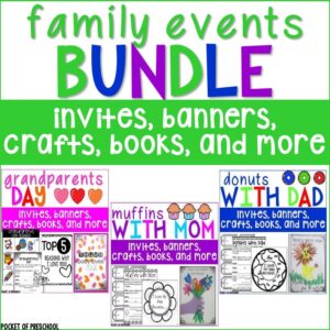 Family Events Bundle for a preschool, pre-k, or kindergarten classroom includes Mother's Day, Father's Day, and Grandparent's Day