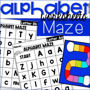 Practice letters with these alphabet maze worksheets designed for preschool, pre-k, and kindergarten students.