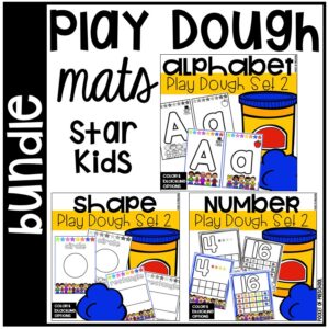 Play Dough Alphabet, Number, and Shape Mats Bundle for preschool, pre-k, and kindergarten students to learn through play