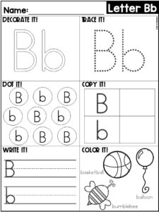 Practice letters with these alphabet worksheets designed for preschool, pre-k, and kindergarten students.