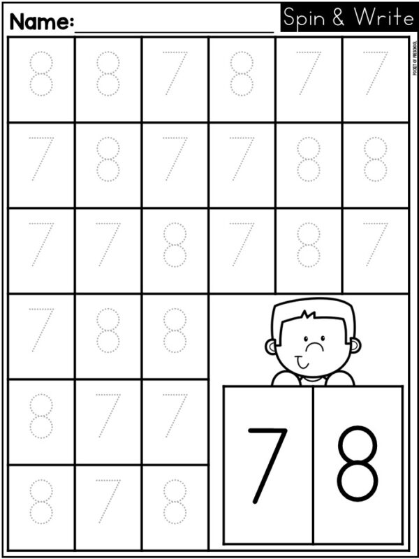 Numbers Spin and Trace Worksheets - Number Recognition & Tracing Practice Pages are a fun way to practice number recognition and number formation.