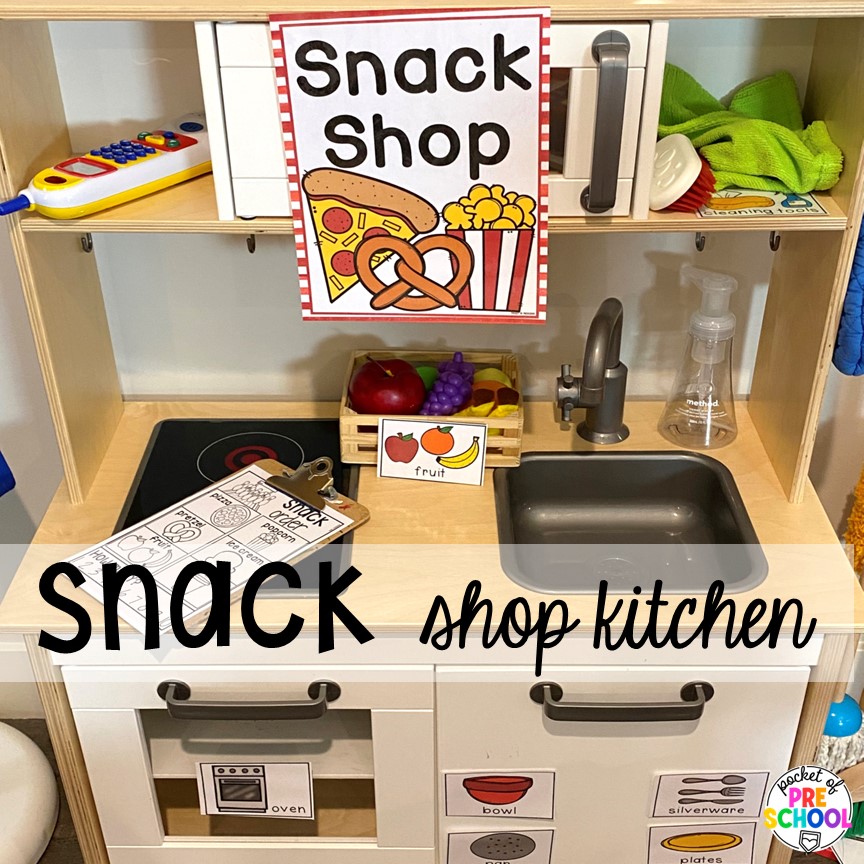 Make the perfect snack shop for your bowling alley dramatic play area. Check out this fun and engaging bowling alley dramatic play center for preschool, pre-k, and kindergarten students to practice social skills, literacy, and math!