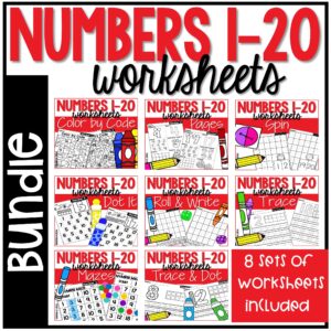 Get over 200 worksheets to practice the numbers 1-20 with your preschool, pre-k, and kindergarten students