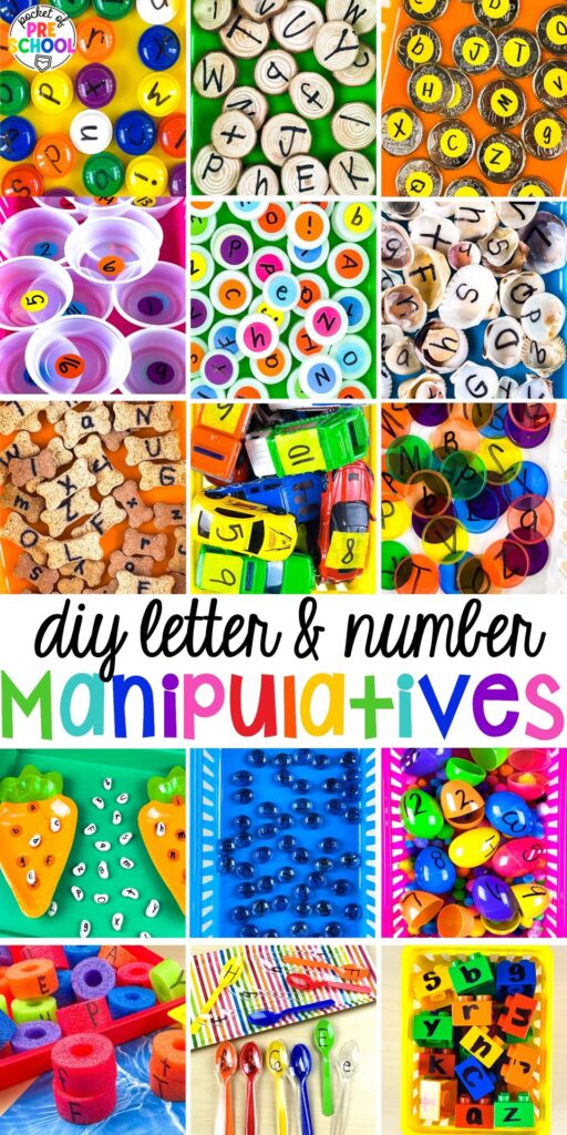 Check out this post for more DIY letter and number manipulatives for preschool, pre-k, and kindergarten classrooms.