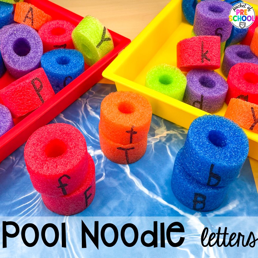 Pool noodle letters for a fun hands-on manipulative. DIY letter and number manipulatives that are easy on the budget and a huge hit in the preschool, pre-k, or kindergarten classroom!