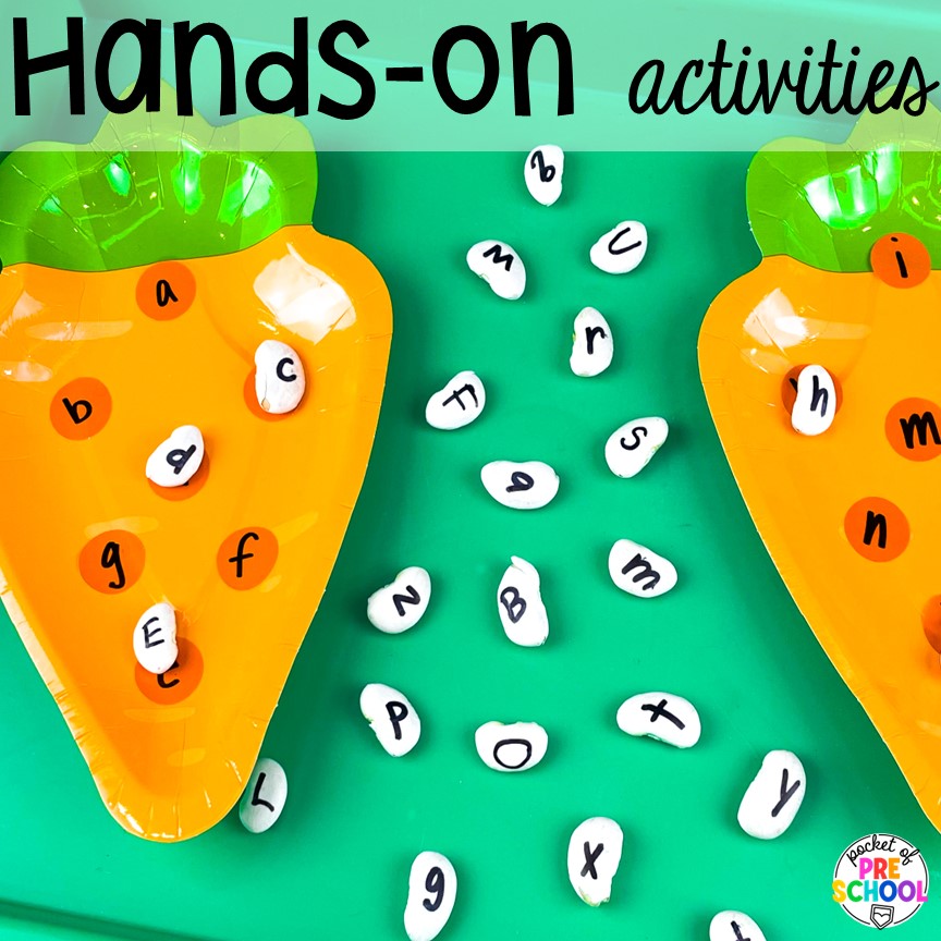 Hands-on activities for students to practice letters and numbers. Check out this post for more DIY letter and number manipulatives for preschool, pre-k, and kindergarten classrooms.