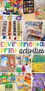 Environmental print ideas and activities for the preschool, pre-k, or kindergarten classroom.