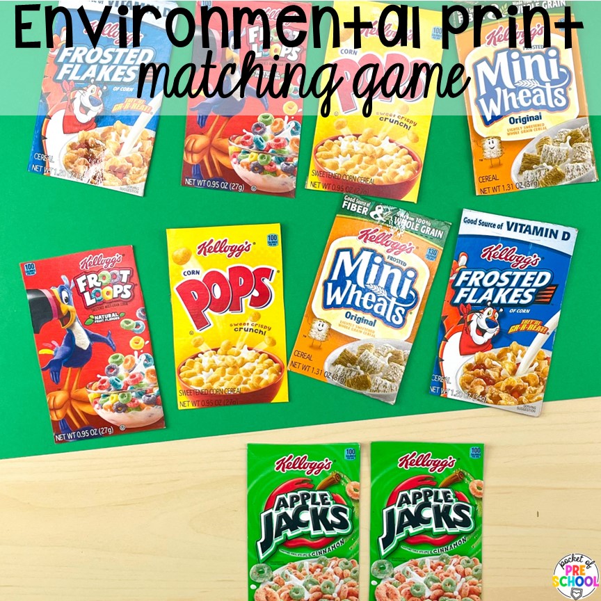 Environment print matching game for little learners. Environmental print ideas for the preschool, pre-k, or kindergarten classroom. 