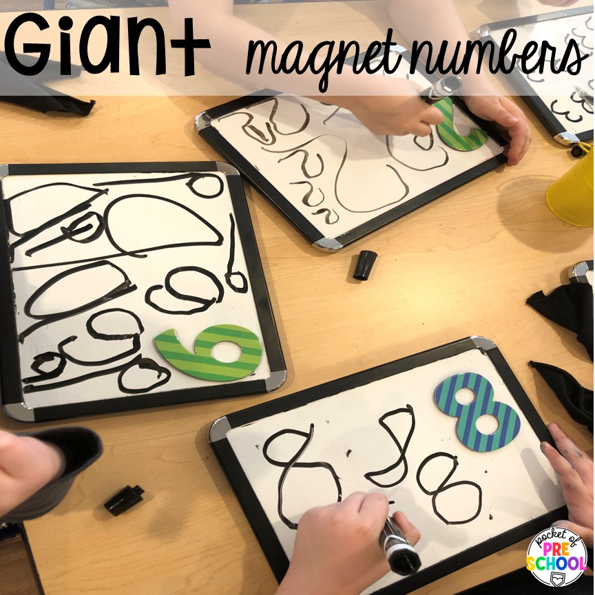 Giant magnet numbers for little learners. Play letter musical chairs to engage your preschool, pre-k, or kindergarten students in literacy and gross movement.