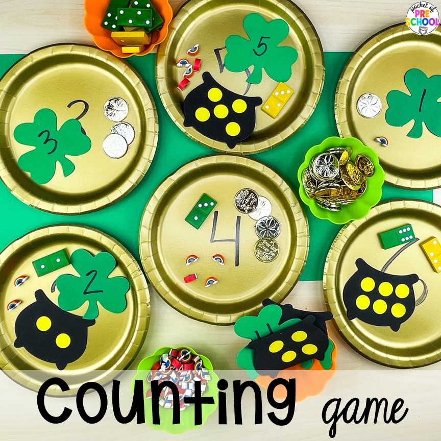 Counting game for little learners. Paper Plate activities for preschool, pre-k, and kindergarten students to improve literacy, math, fine motor skills, and more!