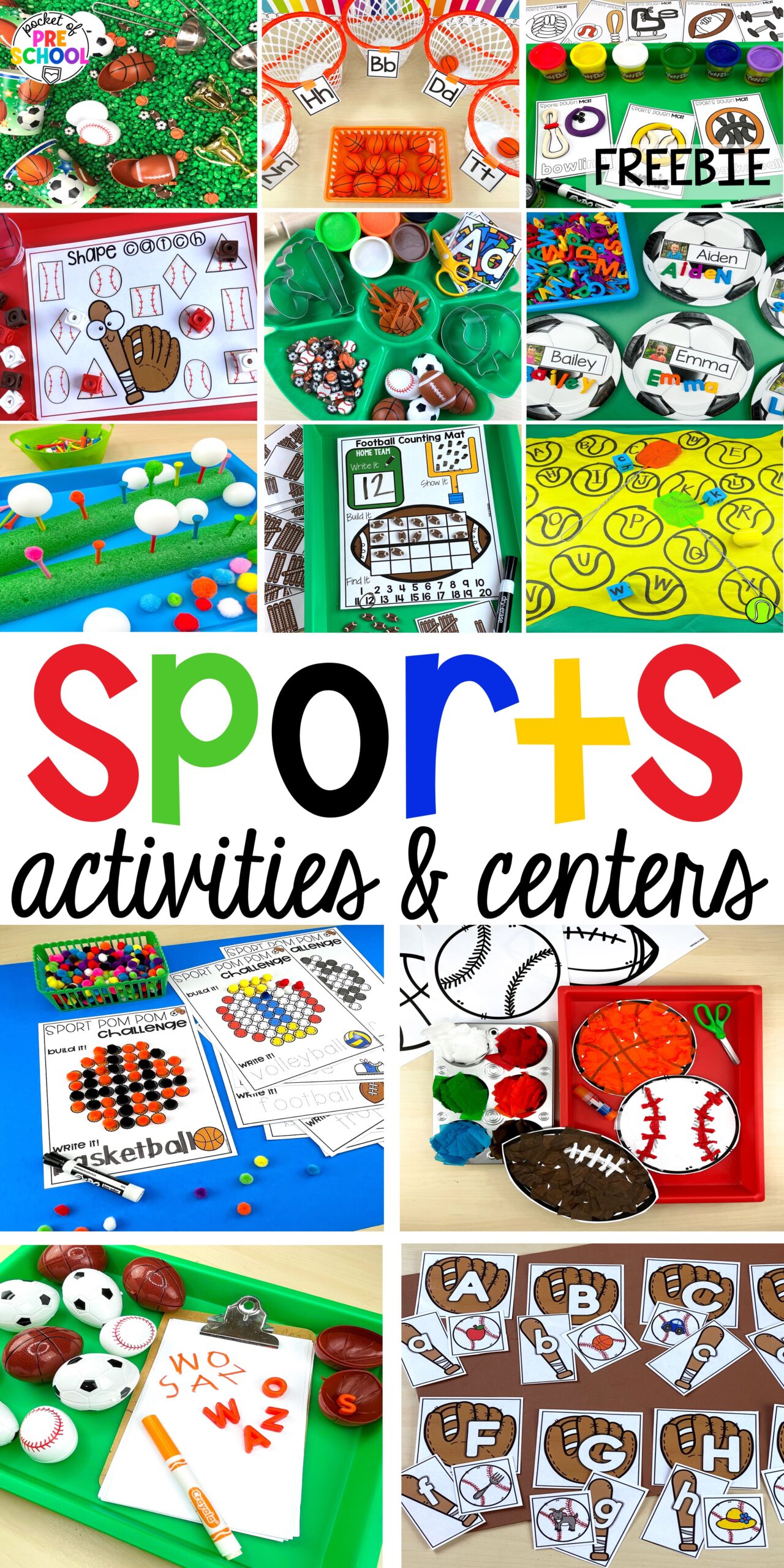 Get tons of ideas for a sports theme in your preschool, pre-k, or kindergarten classroom. There are ideas for math, literacy, fine motor, science, art, and more!